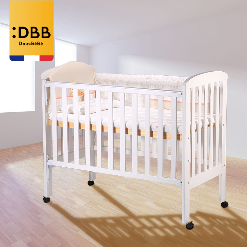 douxbebe newborn multifunctional baby bed splicing big bed solid wood with wheels baby bed bb cradle bed