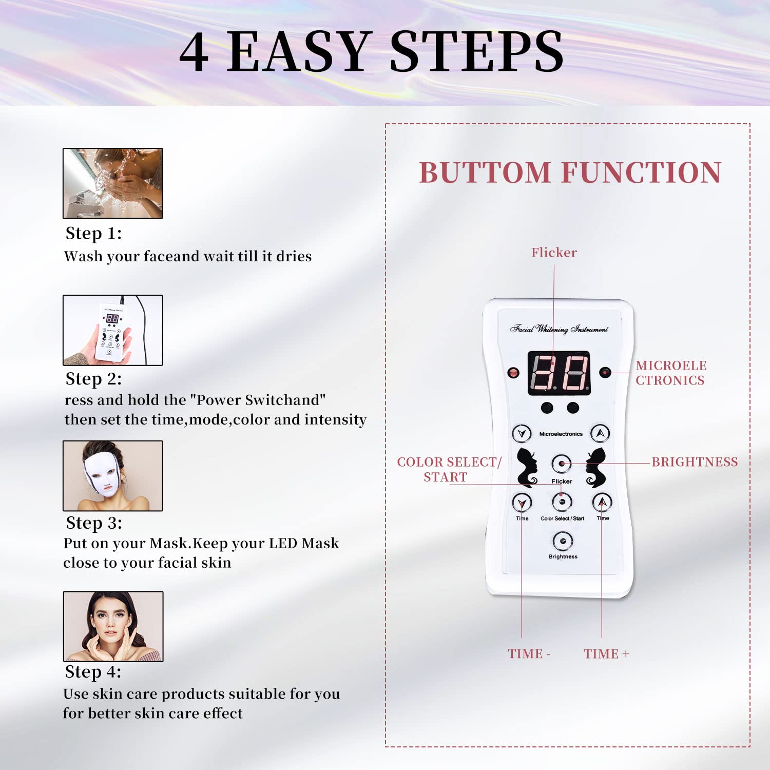 Laf Bktt Led Face Mask Light Therapy, Red-Light-Therapy for Face, 7 Colors Skin Care Mask for Face and Neck at Home