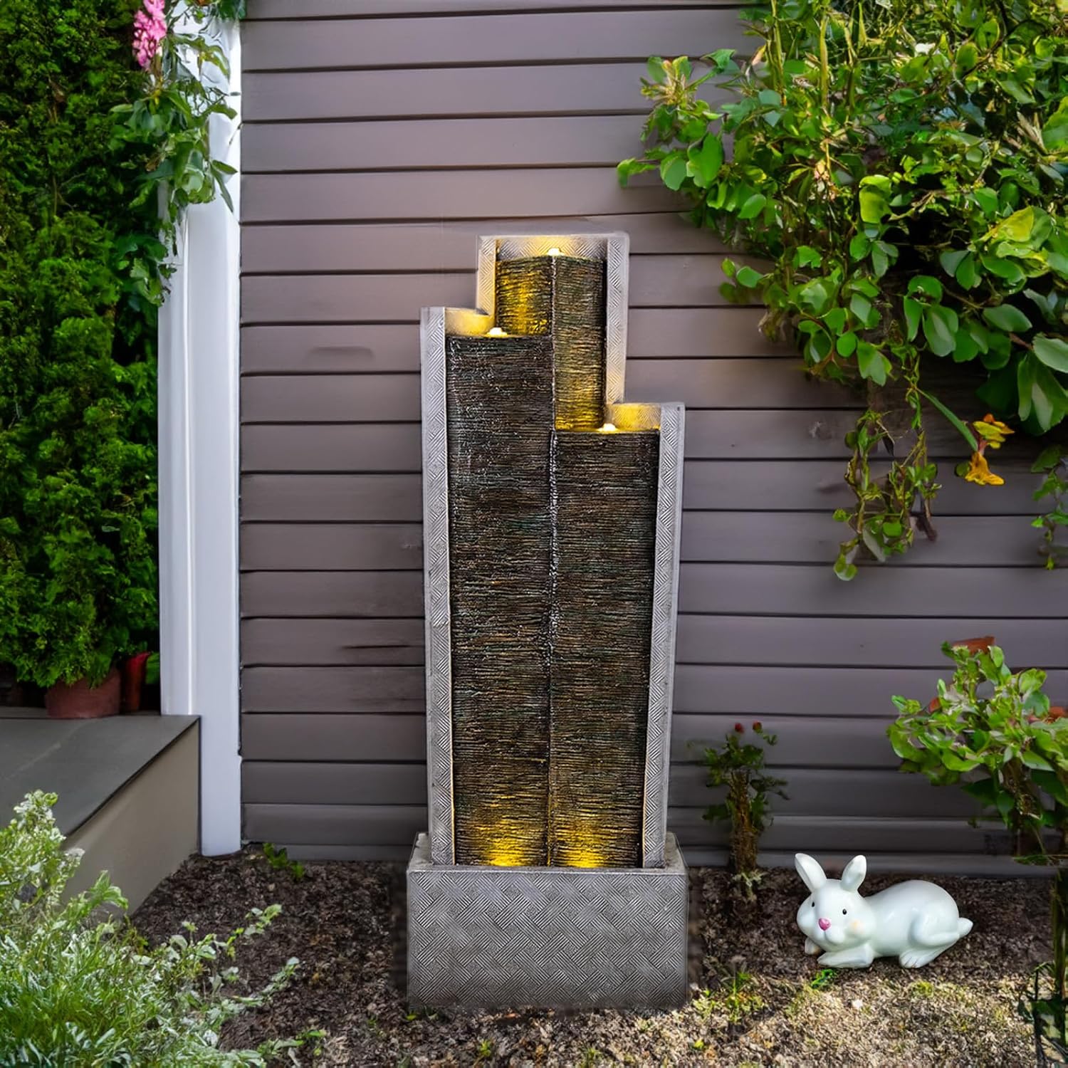 SERBILHOME 3-Tiered Water Fountain Outdoor Garden - 49.61