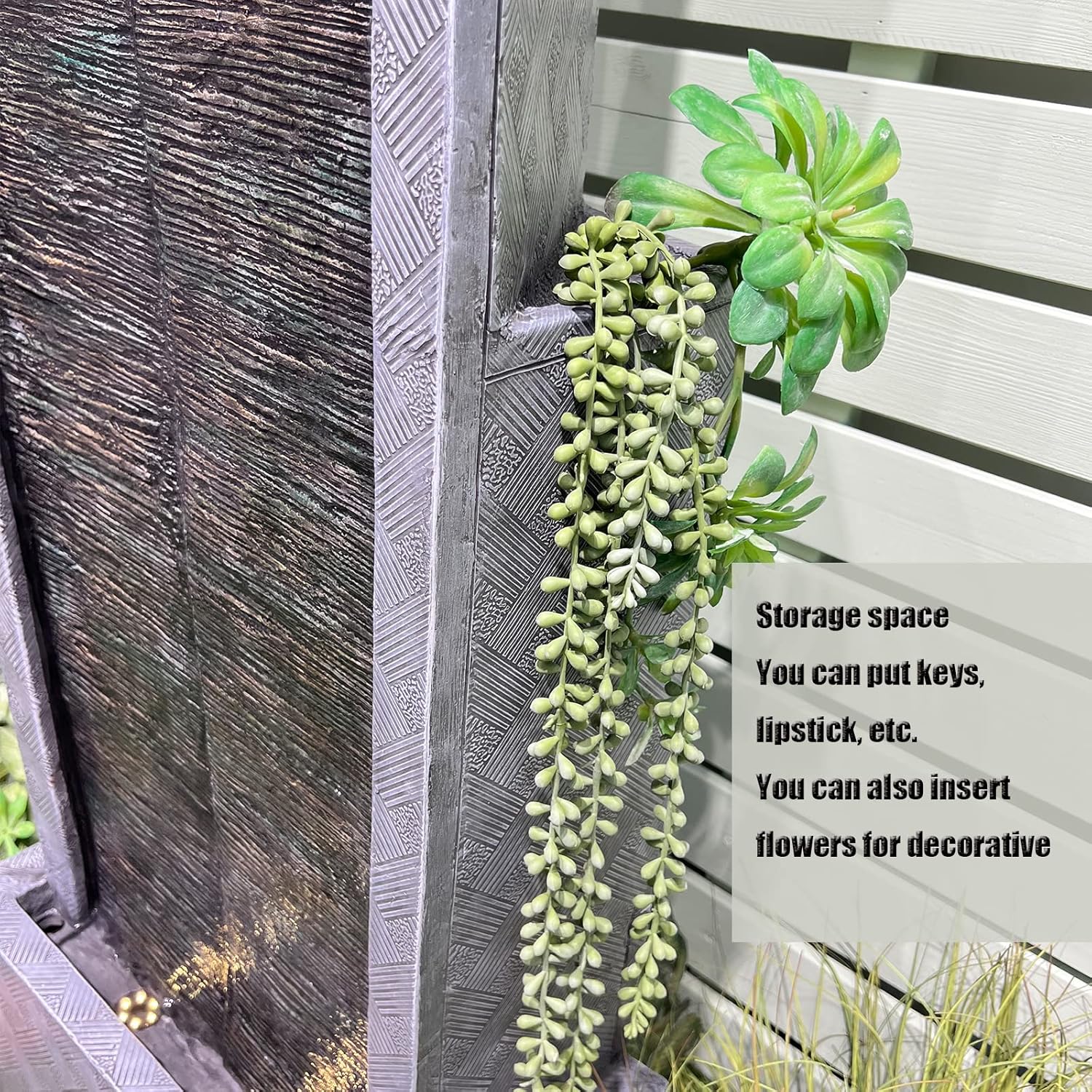 SERBILHOME 49.61 ”H Indoor Water Fountains Outdoor Waterfall Tall Floor with Led Lights and Pump Contemporary Curves Fountain for Office,House, Garden, Patio Home Art Decor