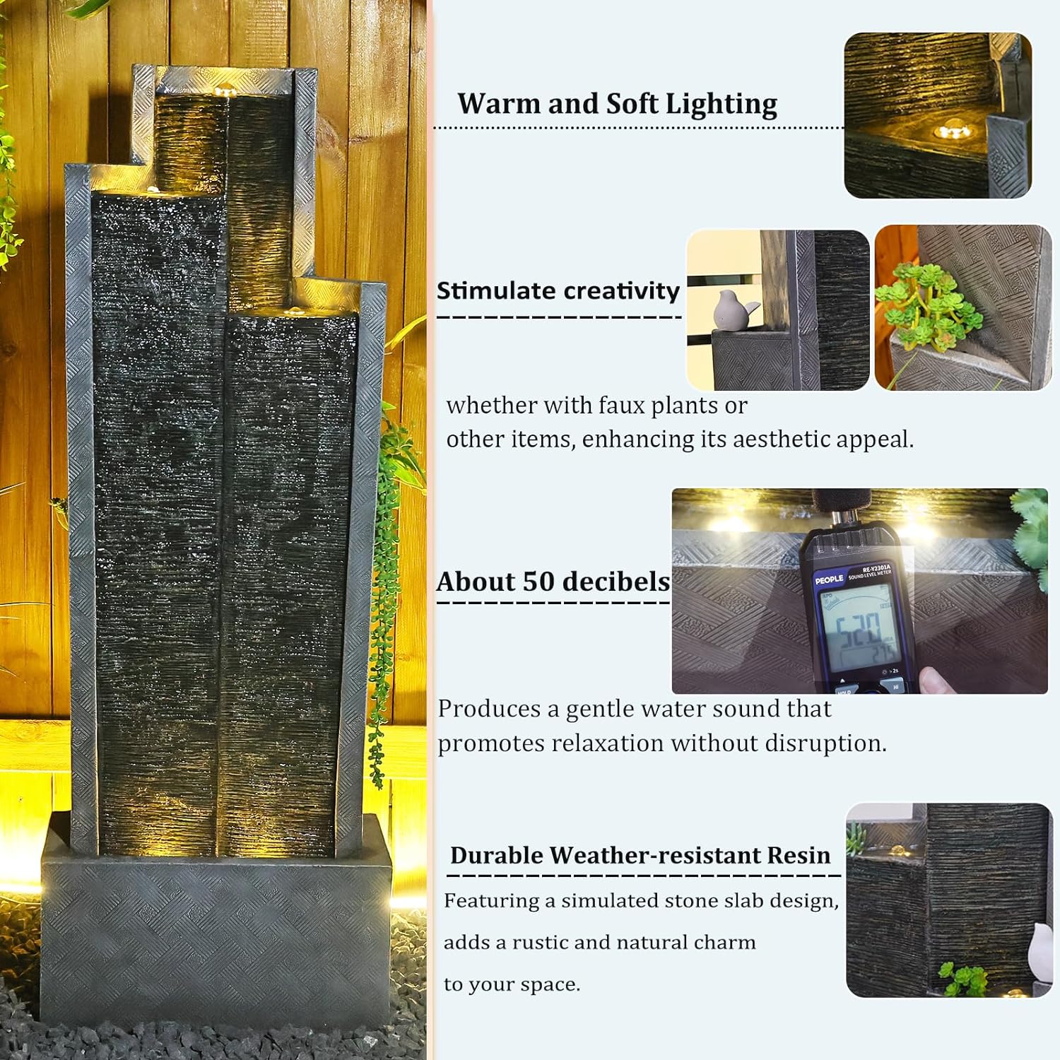 SERBILHOME 3-Tiered Water Fountain Outdoor Garden - 49.61