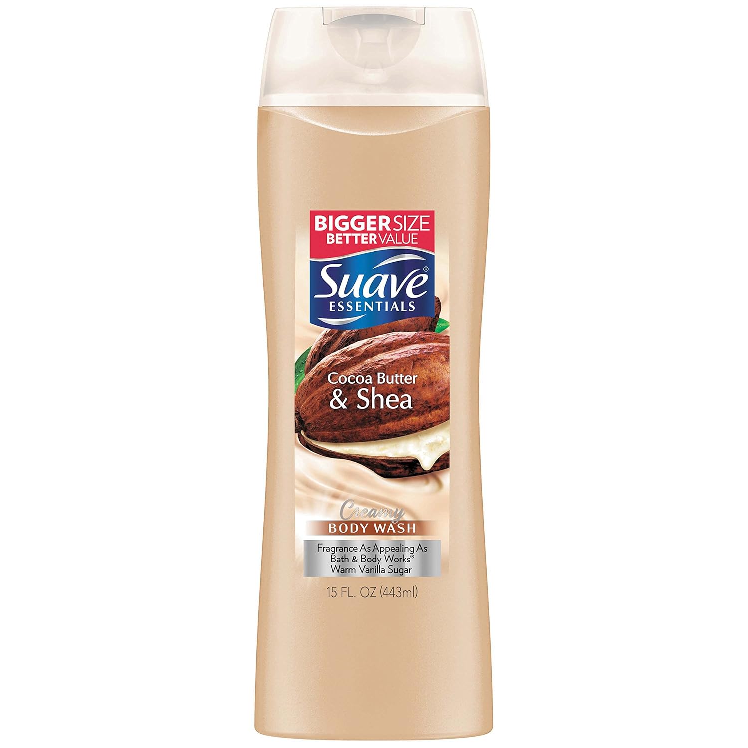 Suave Naturals Body Wash, Creamy Cocoa Butter & Shea, 15 Fl Oz (Pack of 6)