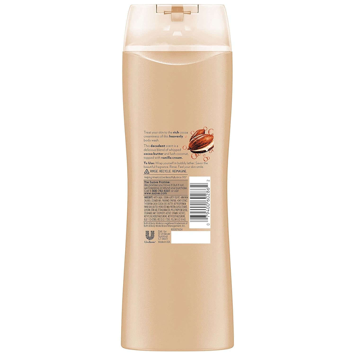 Suave Naturals Body Wash, Creamy Cocoa Butter & Shea, 15 Fl Oz (Pack of 6)