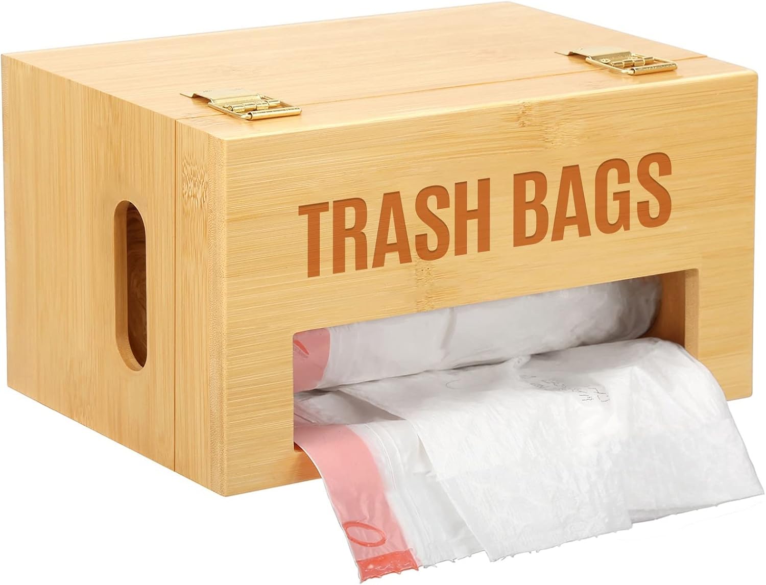Bamboo Garbage Bag Holder - Multi-Mount Space-Saving Trash Bag Organizer for Kitchen, Garage, Pantry - Holds 8-33 Gallon Rolls & 50+ Grocery Bags, Under-Sink/Wall/Cabinet Storage