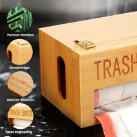 Bamboo Garbage Bag Holder - Multi-Mount Space-Saving Trash Bag Organizer for Kitchen, Garage, Pantry - Holds 8-33 Gallon Rolls & 50+ Grocery Bags, Under-Sink/Wall/Cabinet Storage