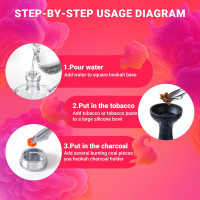 Modern 2 Hose Acrylic Bubble Hookah – Complete Shisha Hookah Set, Magical Remote LED Lights, and Travel Case for an Enhanced Experience Non