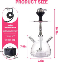 Modern 2 Hose Acrylic Bubble Hookah – Complete Shisha Hookah Set, Magical Remote LED Lights, and Travel Case for an Enhanced Experience Non