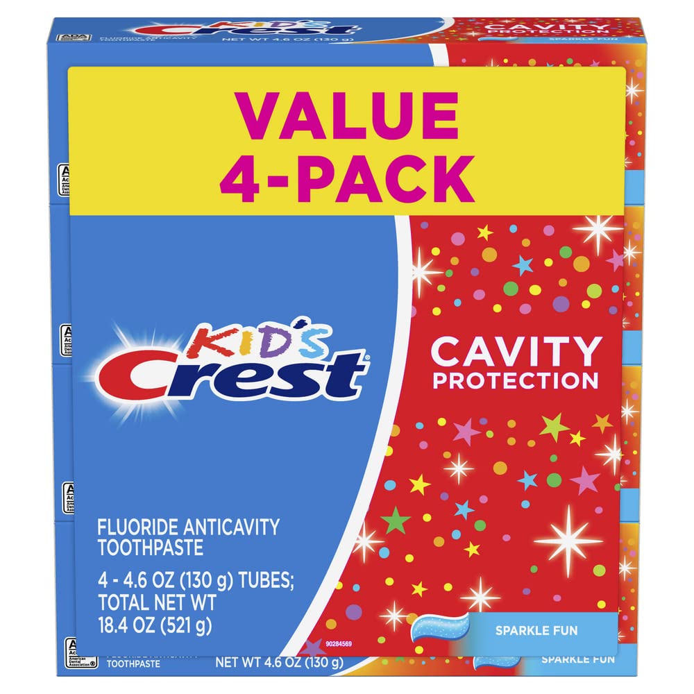 Crest Kids Cavity Protection Toothpaste, Sparkle Fun Flavor, 4.6 oz 4 Pack Sparkle Fun 4.6 Ounce (Pack of 4)