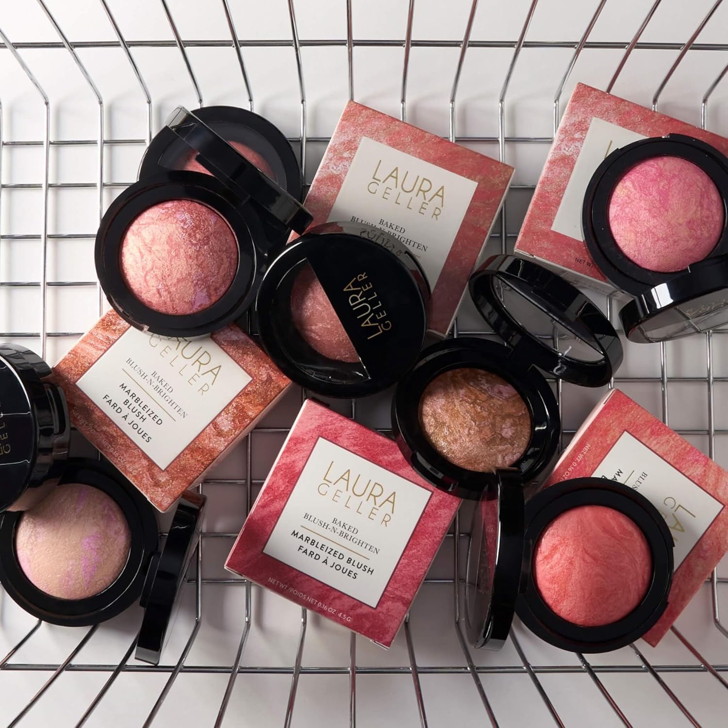 LAURA GELLER NEW YORK Baked Blush-n-Brighten Marbleized Blush for Cheeks - Ethereal Rose - Natural Finish - Buildable Color