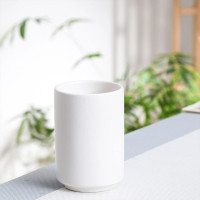 Japanese Style Ceramic Tea Cup, Handleless Ceramic Mug, Matte Glazed Couple Cup, Suitable for Drinking Water, Tea, Coffee (White)