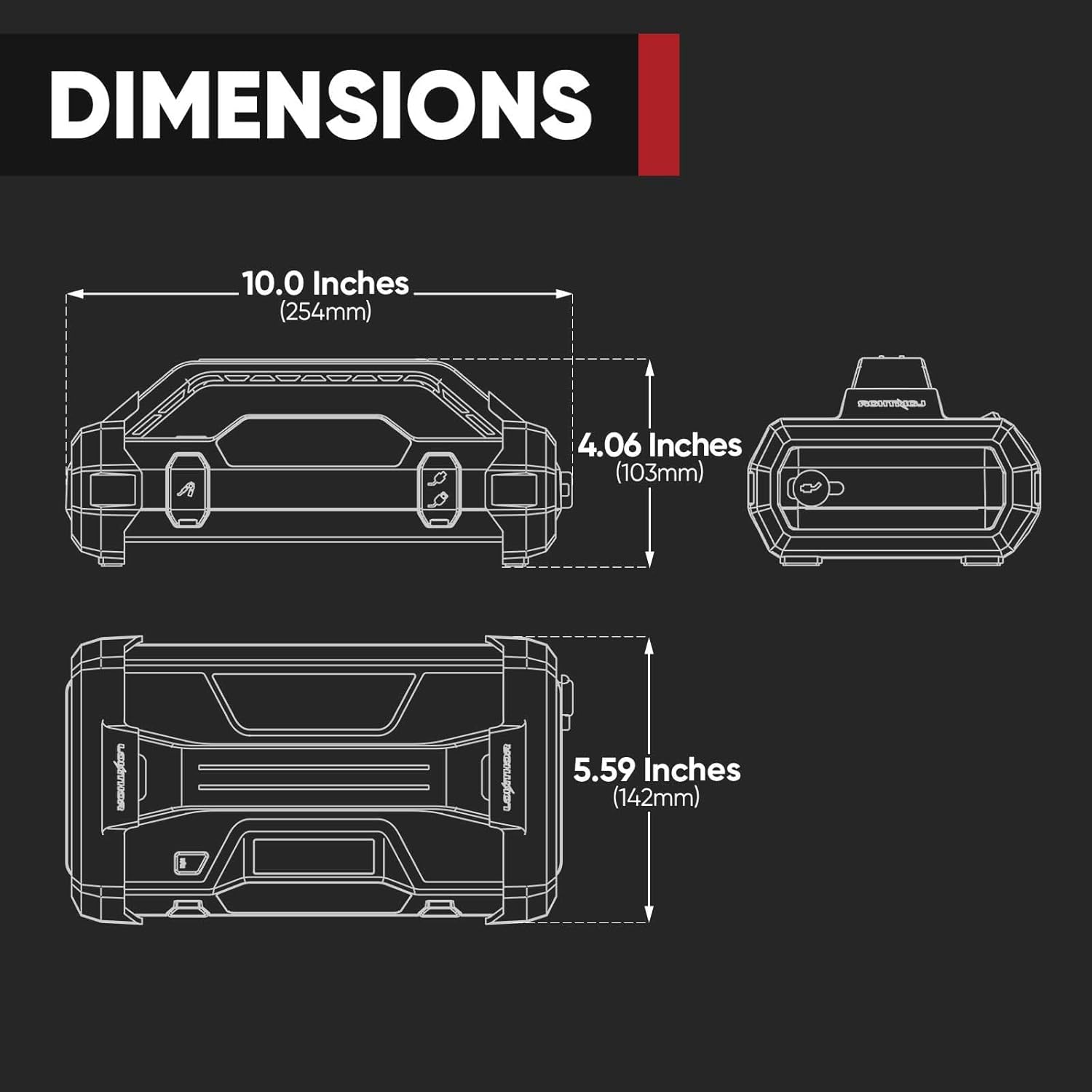 LOKITHOR JA300 Jump Starter with Air Compressor, 1500Amp 12V Portable Car Battery Booster Pack for Upto 7.0L Gas or 4.5L Diesel, 150 PSI Tire Inflator with Digital Screen, 24 Months Ultra-Long Standby