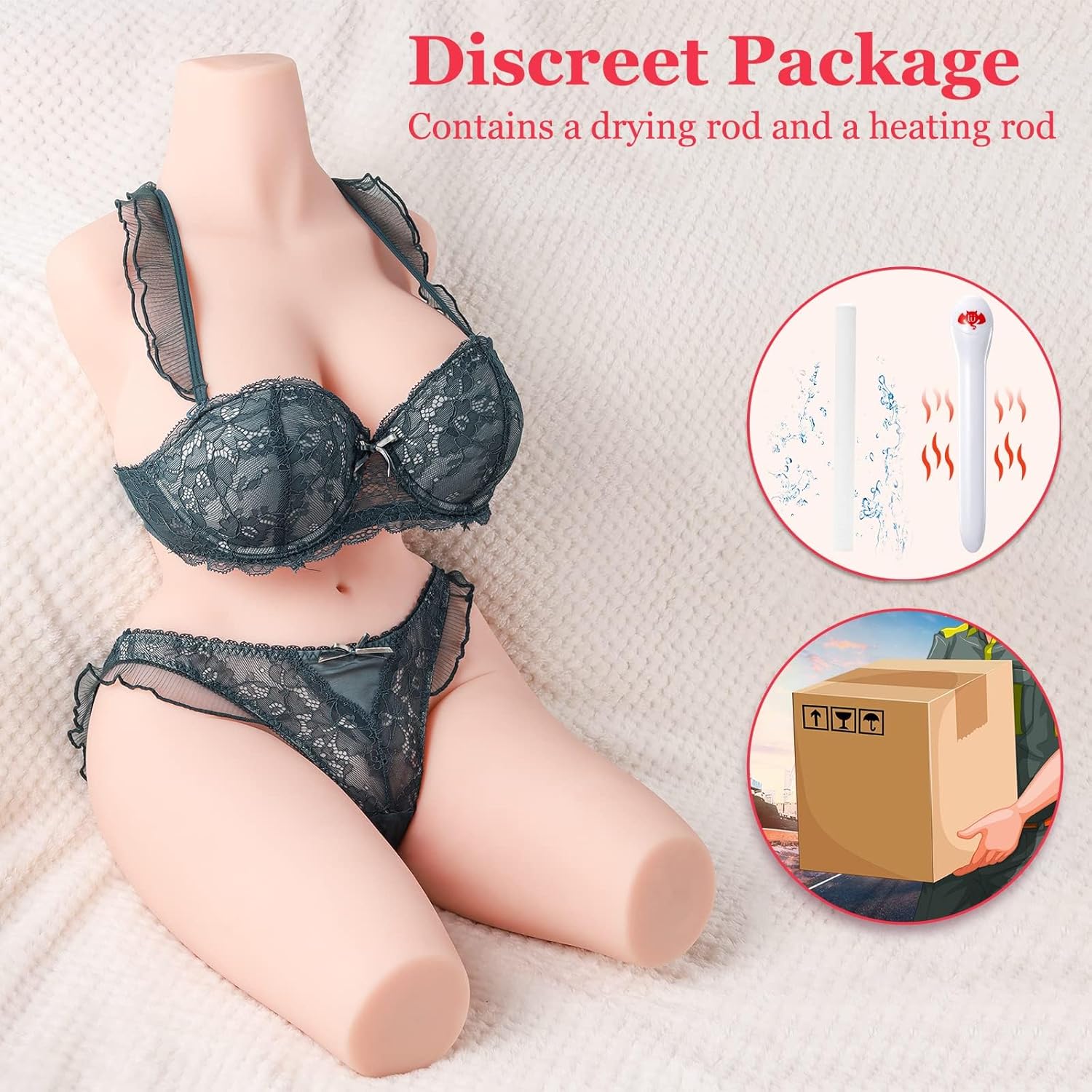 20LB Life Size Sex Doll Male Masturbator with Big Boobs Pussy Ass Realistic Torso Adult Love for Toy Silicone Men, Red, 1.0 Count