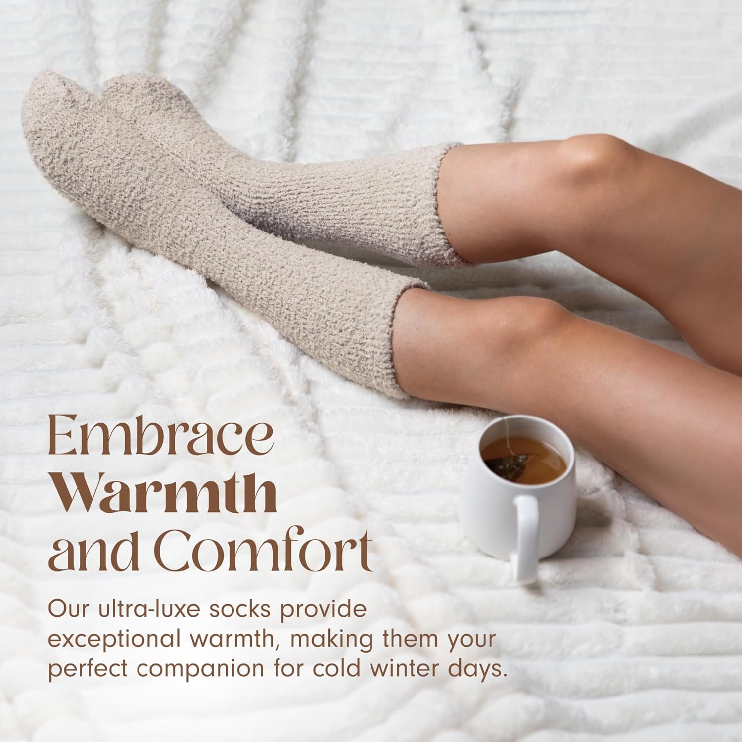 Unboxme Gifts Warm & Cozy Ultra-Luxe Cloud Sock for Women & Men - Super Soft Luxurious Fabric Sleep Socks 1 Pair Stone Cloud