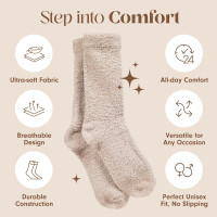 Unboxme Gifts Warm & Cozy Ultra-Luxe Cloud Sock for Women & Men - Super Soft Luxurious Fabric Sleep Socks 1 Pair Stone Cloud