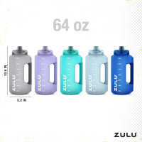 ZULU Goals Large Water Bottle Jug with Time Marker & Handle for All Day Hydration | Silicone Soft Straw with Locking Leak-Proof Lid | For Gym, Camping, Workout, and Outdoors | BPA-Free | 64oz, 128oz Grey 64oz