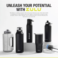 ZULU Goals Large Water Bottle Jug with Time Marker & Handle for All Day Hydration | Silicone Soft Straw with Locking Leak-Proof Lid | For Gym, Camping, Workout, and Outdoors | BPA-Free | 64oz, 128oz Grey 64oz