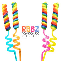 Rainbow Candy Crazy Straws Big Lollipops - Colorful Swirl Suckers Individually Wrapped (8 pieces - 50 grams per pop) Great for Birthday Party Favors - Carnival - Candy Buffet - Novelty Candy for Kids and Adults (Rainbow) Fruit 8 Count