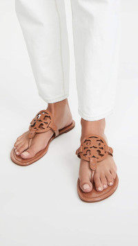 Tory Burch Women's Miller Embellished Sandals 8 Tan
