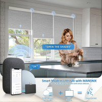 Smart Motorized Blinds with Remote, Cordless No-Drill Automatic Roller Shades, Blackout Electric Blind for Windows, Grey, 35 x 72 S2-grey 35