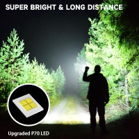 IkeeRuic Rechargeable Flashlights High Lumens, Powerful Tactical Flashlights, 5 Modes LED Flashlight Adjustable, Brightest Flashlight Waterproof, Handheld Flash Light for Emergencies, Camping, Hiking
