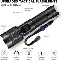 IkeeRuic Rechargeable Flashlights High Lumens, Powerful Tactical Flashlights, 5 Modes LED Flashlight Adjustable, Brightest Flashlight Waterproof, Handheld Flash Light for Emergencies, Camping, Hiking