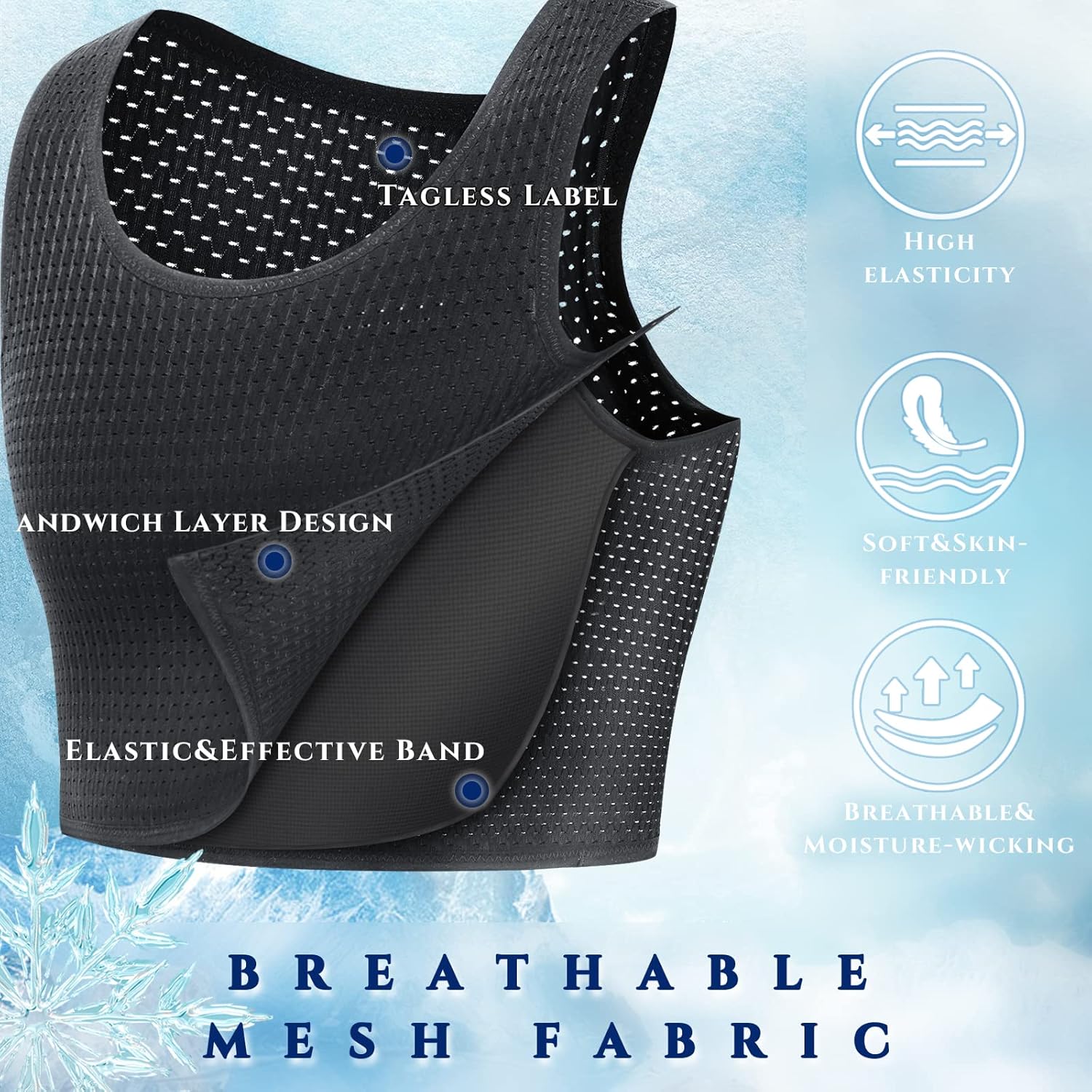LGBT UNICORNS Chest Binder, Pullover Design Binder Trans, Moisture-Wicking, with 1PC Fragrance Card & 1PC Sticker, Black