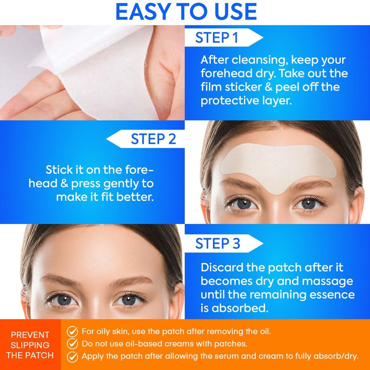 Forehead Wrinkle Patches 12Pcs with Aloe, Collagen, Vitamin E, Anti Wrinkle Patches, Forehead Wrinkles Treatment Blue(12 Forehead)