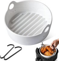LE TAUCI Reusable Air Fryer Liners, Easy Clean Ceramic, Non-stick Round Liners for Air Fryer Basket, White (7.5 Inch)