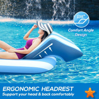 Pool Floats Adult Size, Inflatable Rafts Pool Lounger with Headrest & Cup Holder, Large Pool Floaties for Adult Heavy Duty Swimming Pool, Beach & Lake Sunbathing-Large