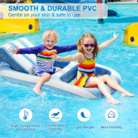 Pool Floats Adult Size, Inflatable Rafts Pool Lounger with Headrest & Cup Holder, Large Pool Floaties for Adult Heavy Duty Swimming Pool, Beach & Lake Sunbathing