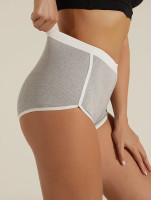 SHENHE Women's High Waisted Ribbed Boyshorts Underwear Booty Slip Biker Shorts Medium Light Grey