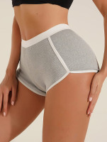 SHENHE Women's High Waisted Ribbed Boyshorts Underwear Booty Slip Biker Shorts Medium Light Grey