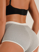 SHENHE Women's High Waisted Ribbed Boyshorts Underwear Booty Slip Biker Shorts Medium Light Grey