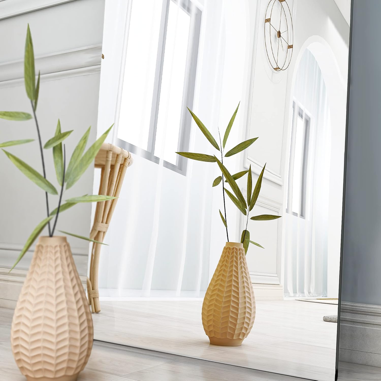 GLSLAND 21x64 Inch Rounded Frameless Full Length Mirror High Definition Full Body Mirror for Bedroom or Living Room