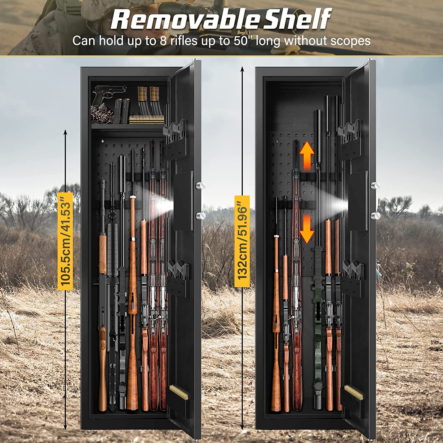 [Upgraded] 6-8 Fireproof Gun Safe Rifle, 51