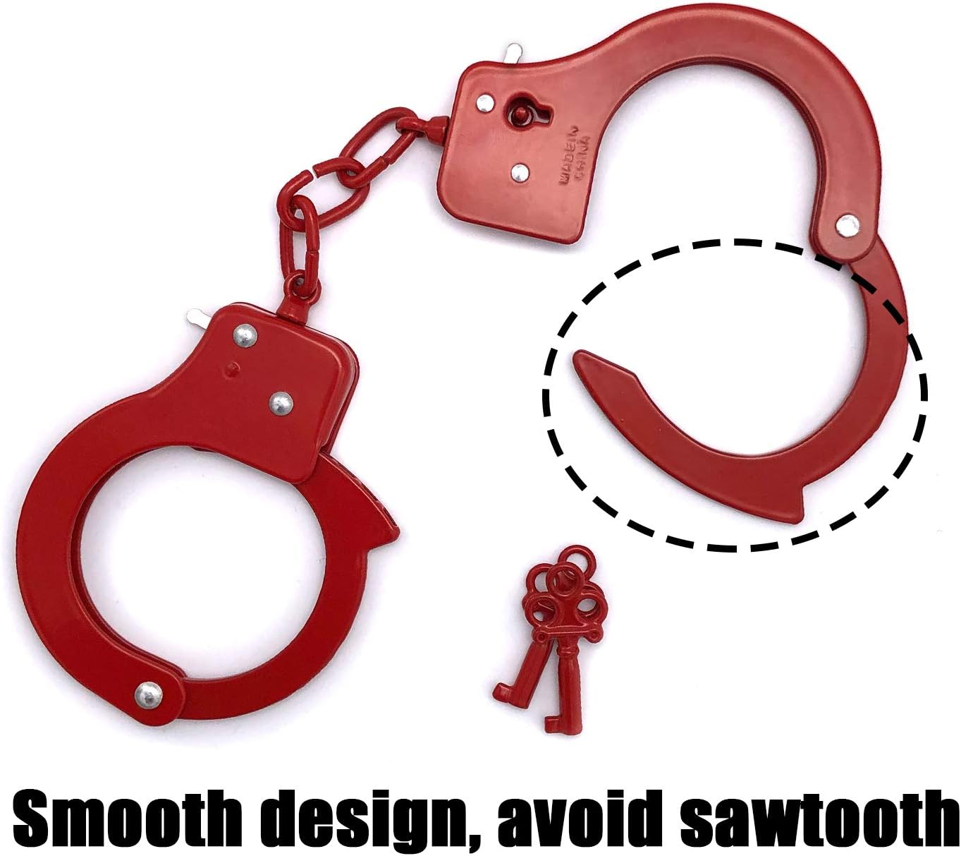 AUYYOSK Toy Metal Handcuffs with Key,Safety Party Supplies Accessory Pretend Play Hand Cuffs for Kids Children (Red)