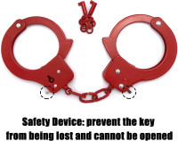 AUYYOSK Toy Metal Handcuffs with Key,Safety Party Supplies Accessory Pretend Play Hand Cuffs for Kids Children (Red)