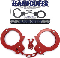 AUYYOSK Toy Metal Handcuffs with Key,Safety Party Supplies Accessory Pretend Play Hand Cuffs for Kids Children (Red)