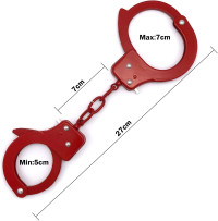 AUYYOSK Toy Metal Handcuffs with Key,Safety Party Supplies Accessory Pretend Play Hand Cuffs for Kids Children (Red)