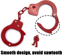 AUYYOSK Toy Metal Handcuffs with Key,Safety Party Supplies Accessory Pretend Play Hand Cuffs for Kids Children (Red)