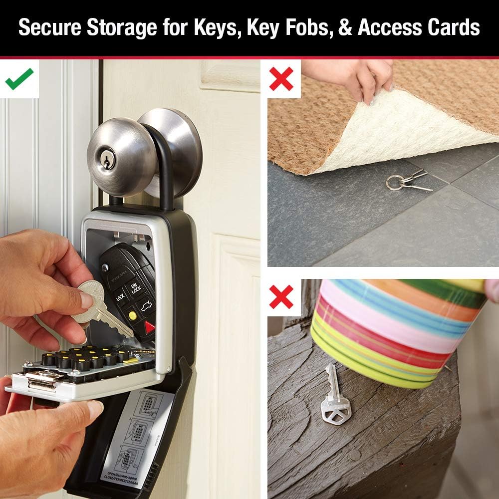 Master Lock Black Outdoor Key Lock Box with Push Buttons to Hide a Key, Easily Set, Share, and Change Combination for Tenants, Guests, Clients, Move Between Listings, 5422E 3-1/2 In. H. x 2-1/4 In. W. x 1 In. D. 1 Pack