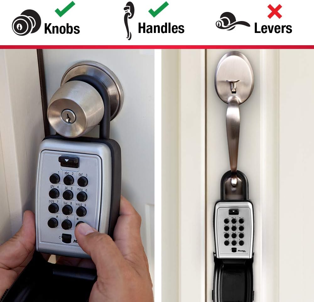 Master Lock Black Outdoor Key Lock Box with Push Buttons to Hide a Key, Easily Set, Share, and Change Combination for Tenants, Guests, Clients, Move Between Listings, 5422E 3-1/2 In. H. x 2-1/4 In. W. x 1 In. D. 1 Pack