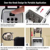 Master Lock Black Outdoor Key Lock Box with Push Buttons to Hide a Key, Easily Set, Share, and Change Combination for Tenants, Guests, Clients, Move Between Listings, 5422E 3-1/2 In. H. x 2-1/4 In. W. x 1 In. D. 1 Pack