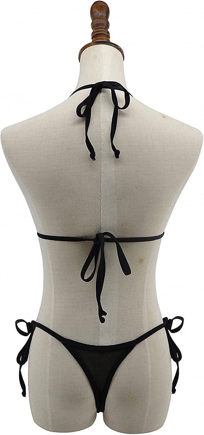 Womens Bikini with Polyester White/Black See Through Micro Sexy G String Sheer Thong Mesh Bikinis for Women Swimsuit