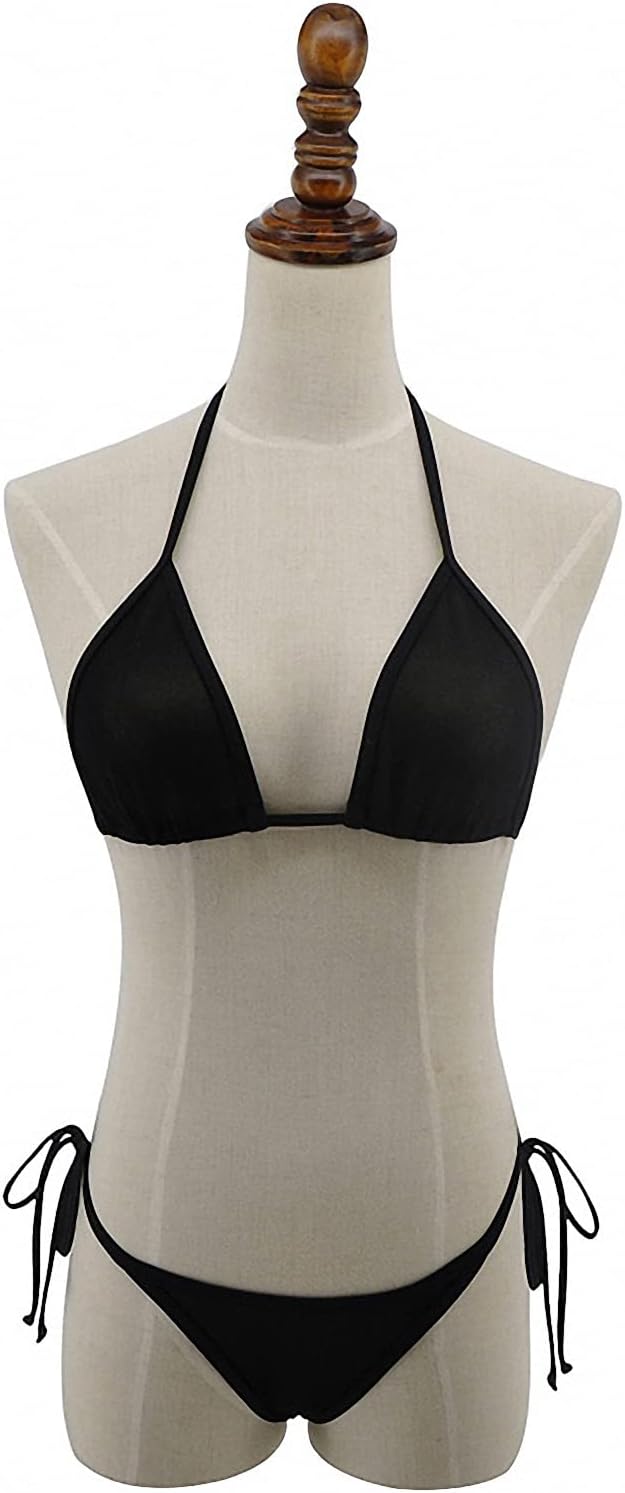 Womens Bikini with Polyester White/Black See Through Micro Sexy G String Sheer Thong Mesh Bikinis for Women Swimsuit