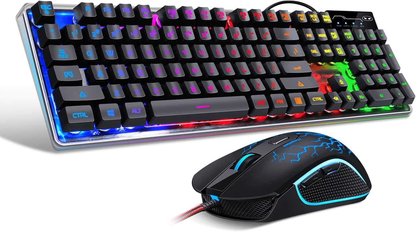 Gaming Keyboard and Mouse Combo, K1 RGB LED Backlit Keyboard with 104 Key Computer PC Gaming Keyboard for PC/Laptop (Black)