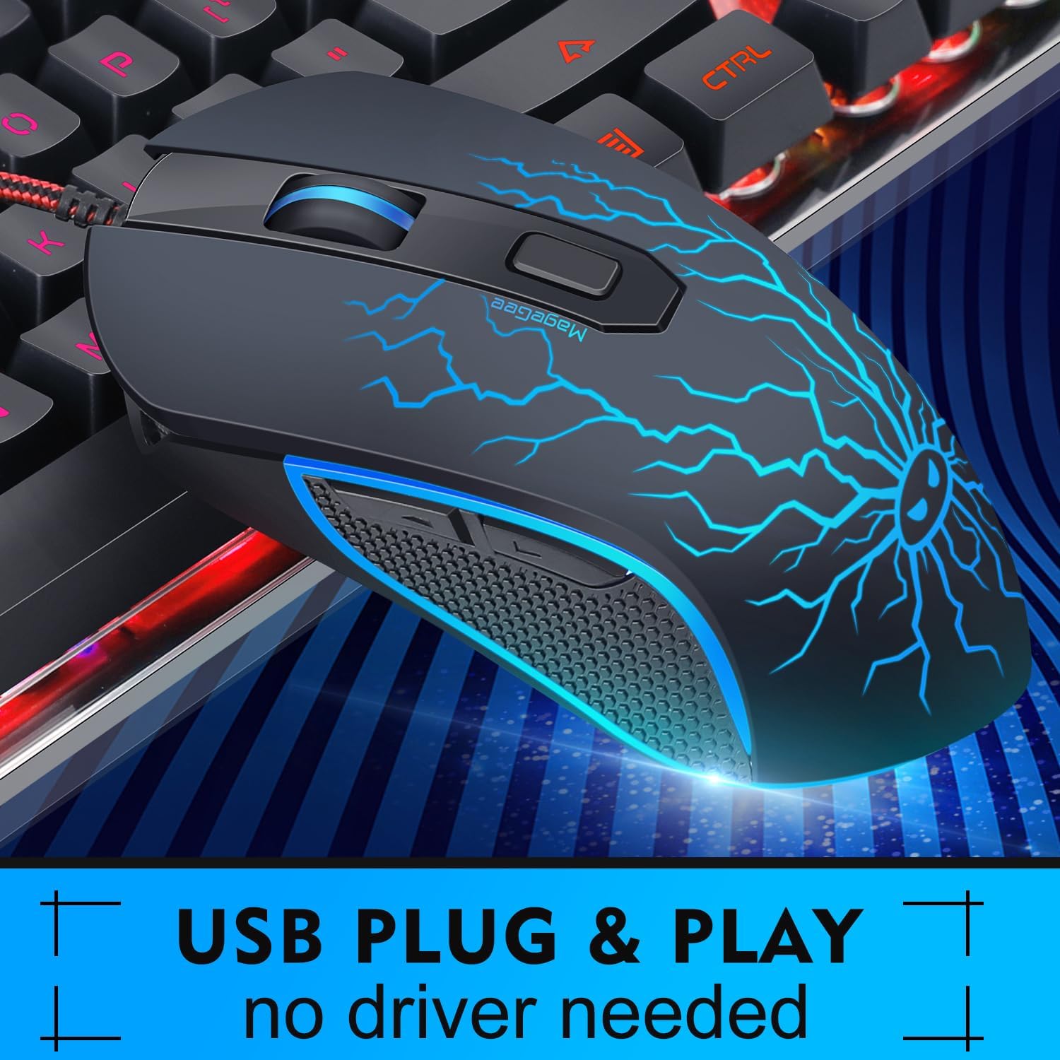 Gaming Keyboard and Mouse Combo, K1 RGB LED Backlit Keyboard with 104 Key Computer PC Gaming Keyboard for PC/Laptop (Black)
