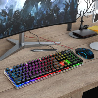 Gaming Keyboard and Mouse Combo, K1 RGB LED Backlit Keyboard with 104 Key Computer PC Gaming Keyboard for PC/Laptop (Black)