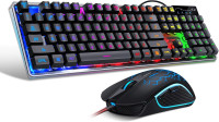 Gaming Keyboard and Mouse Combo, K1 RGB LED Backlit Keyboard with 104 Key Computer PC Gaming Keyboard for PC/Laptop (Black)