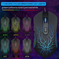 Gaming Keyboard and Mouse Combo, K1 RGB LED Backlit Keyboard with 104 Key Computer PC Gaming Keyboard for PC/Laptop (Black)